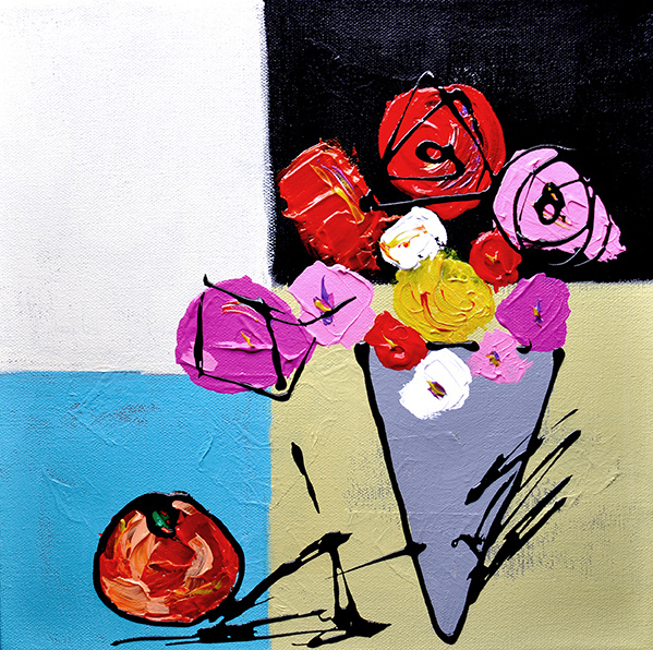 SOLD Grey Vase & Orange  by  Katrin Smith